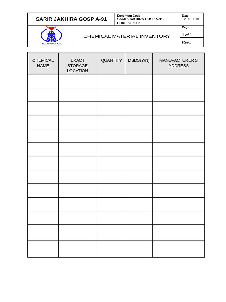 GUAREH - Chemical Material Inventory | PDF