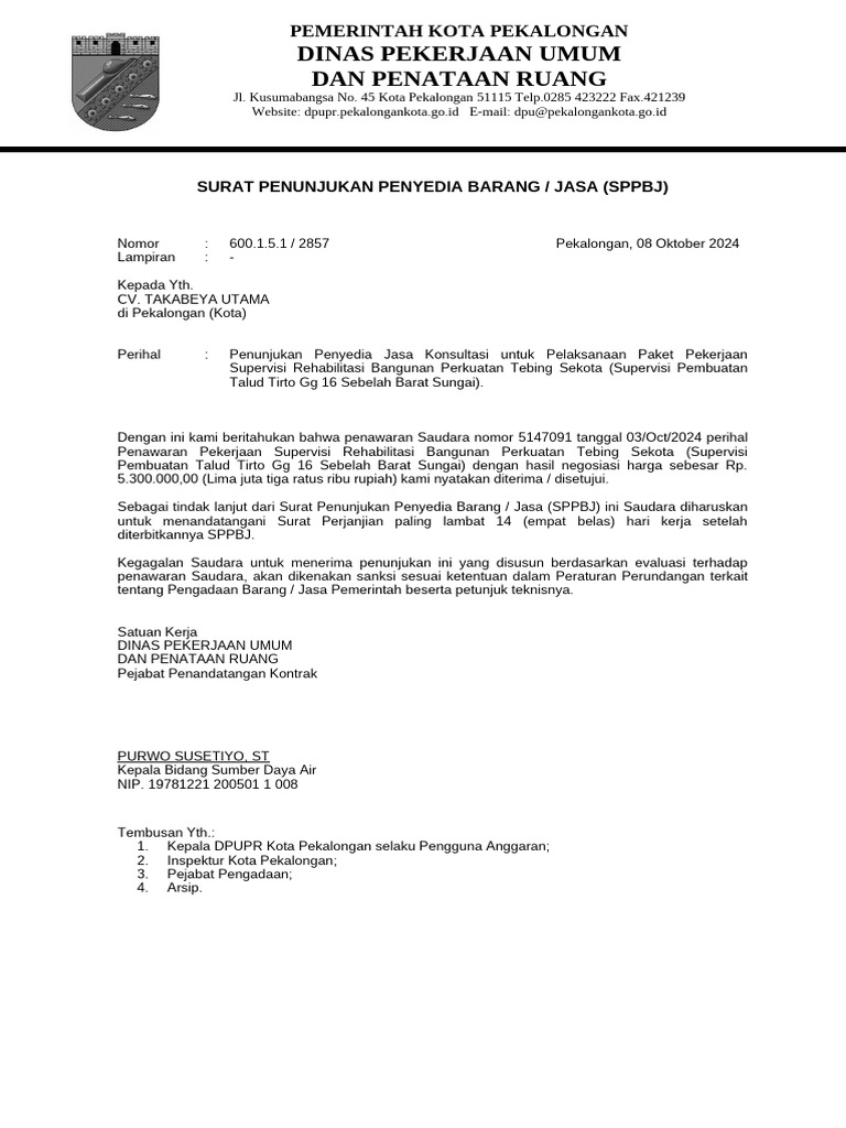 Penunjukan Penyedia Jasa Konsultasi SPPBJ | PDF