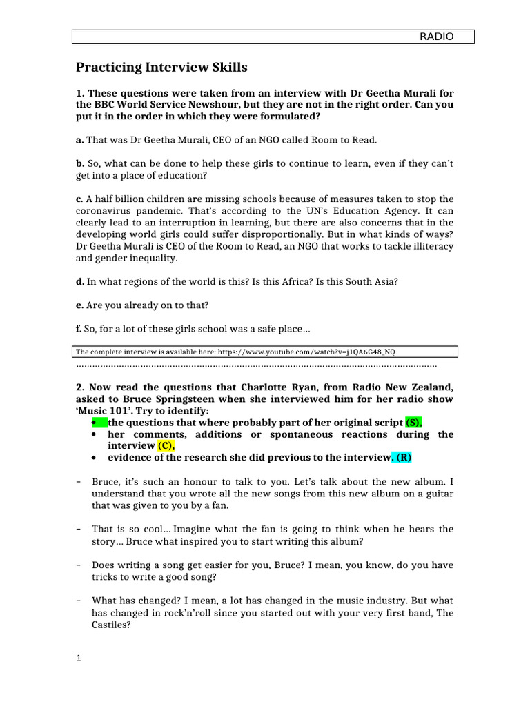 6 practicing interview skills exercises pdf