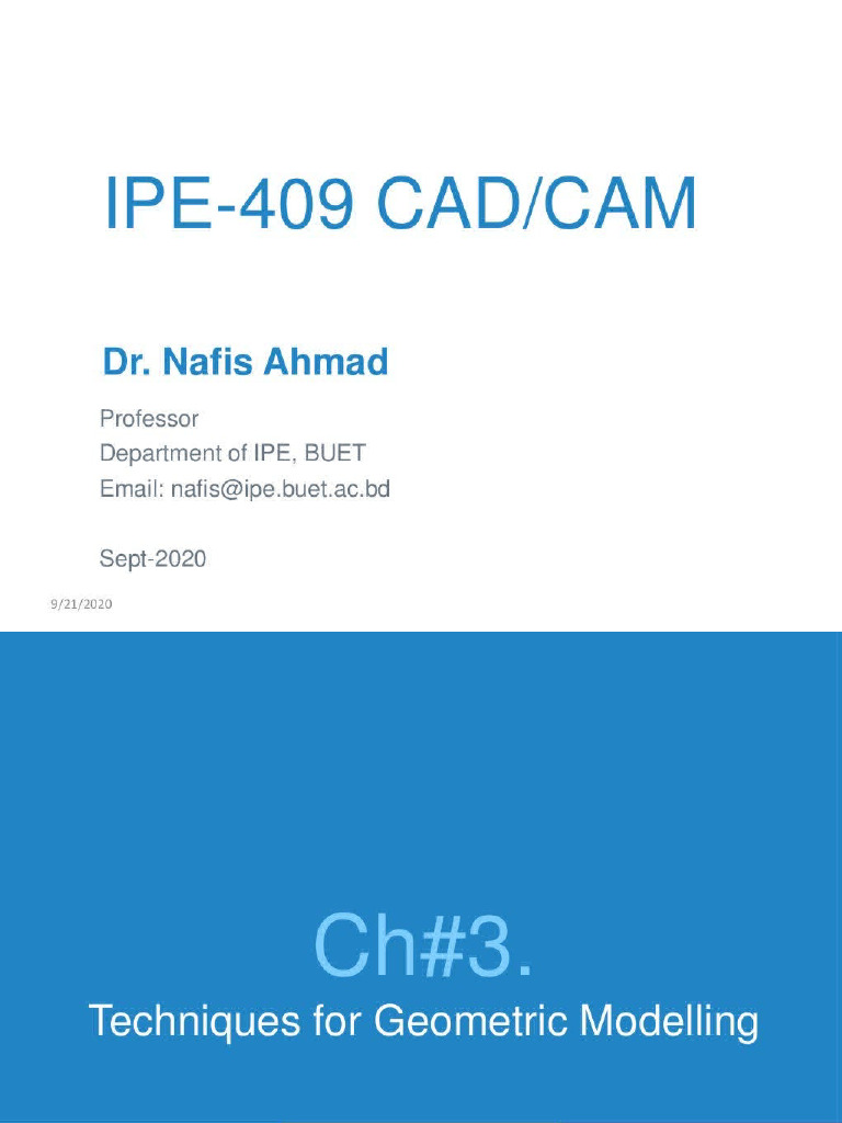 Ipe409 Cadcam Techniques For Geometric Modelling 238573318 | PDF