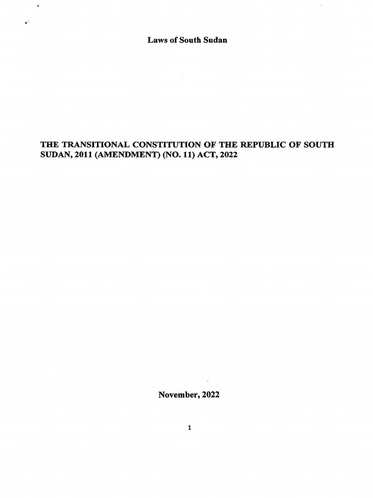 South Sudan Transitional Constitution Amendments | PDF | South Sudan ...