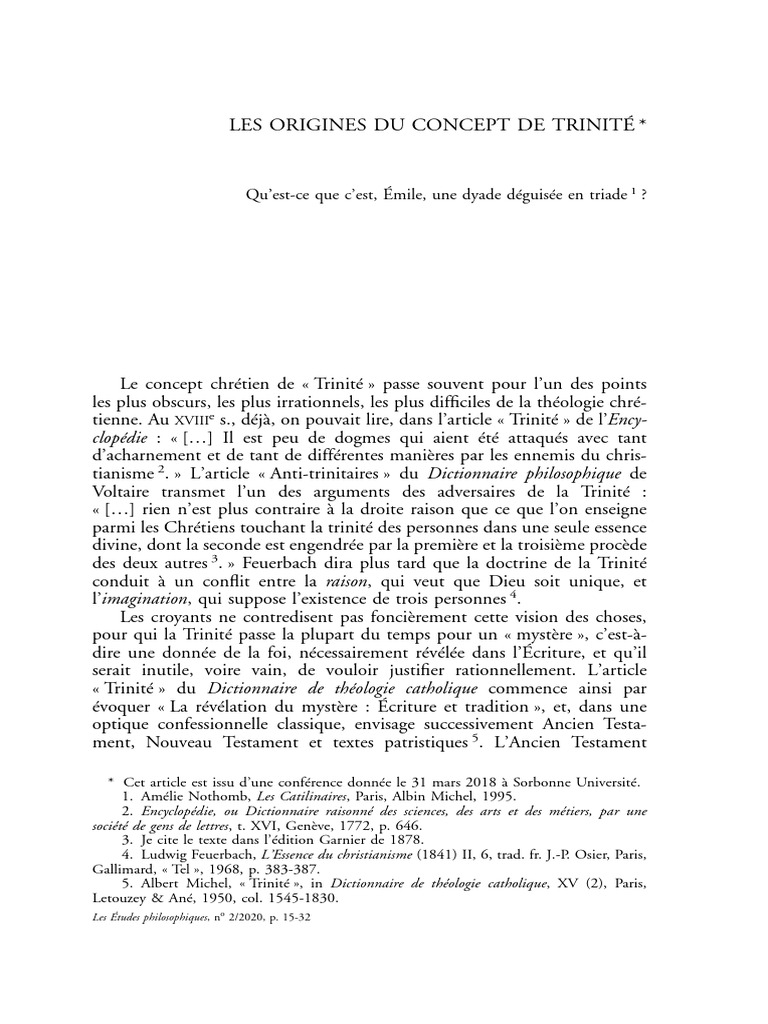 Origines du concept de Trinité | PDF | Trinité | Noûs