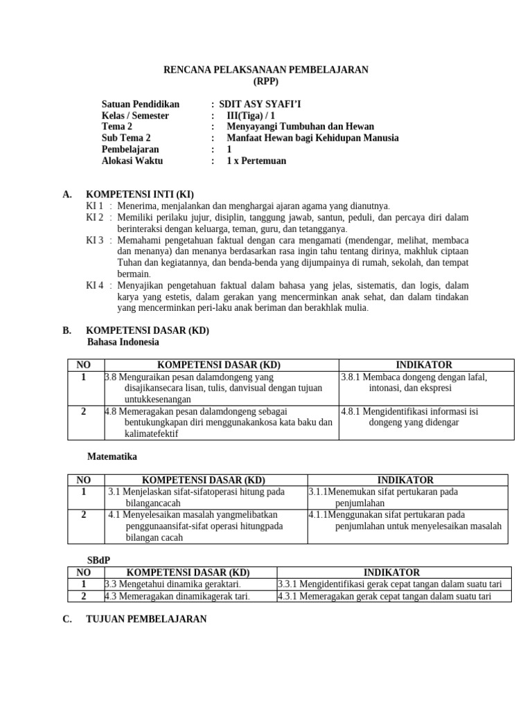 RPP Kelas 3 Untuk PKP | PDF