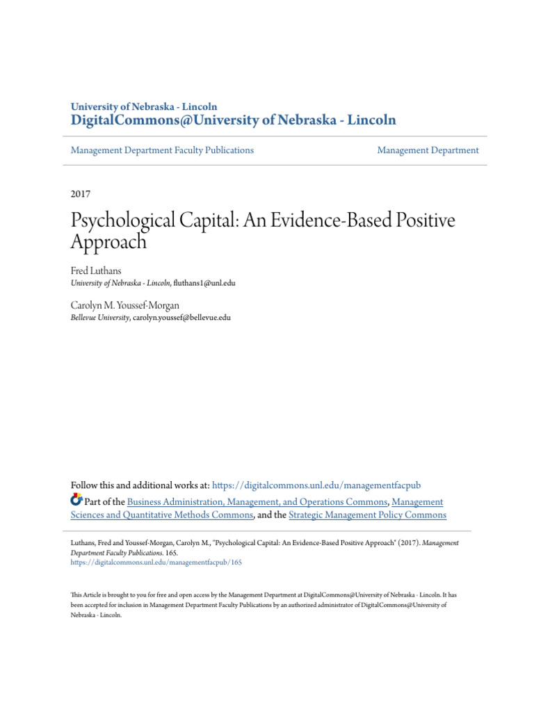Psychological Capital | PDF | Psychological Resilience | Positive