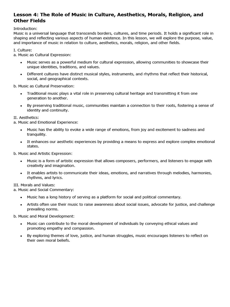 The Impact of Music on Culture and Society | PDF | Aesthetics ...