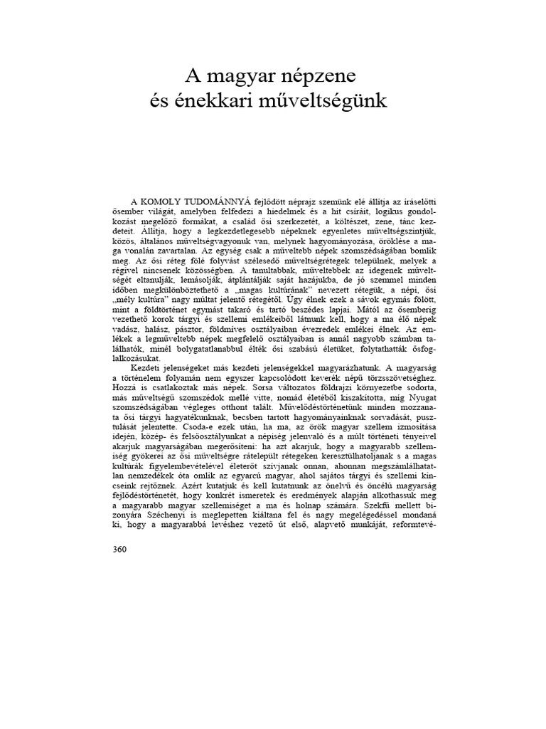 A Magyar Népzene És Énekkari Műveltségünk | PDF
