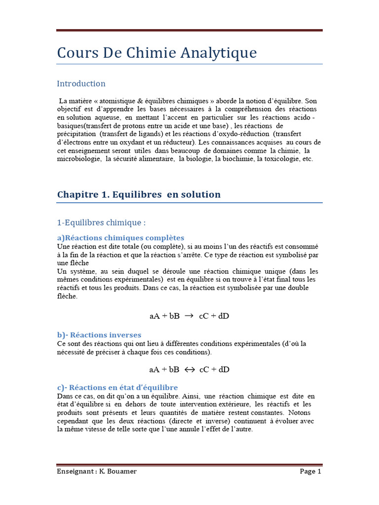Équilibres chimiques et double flèche | PDF | Équilibre chimique | Chimie