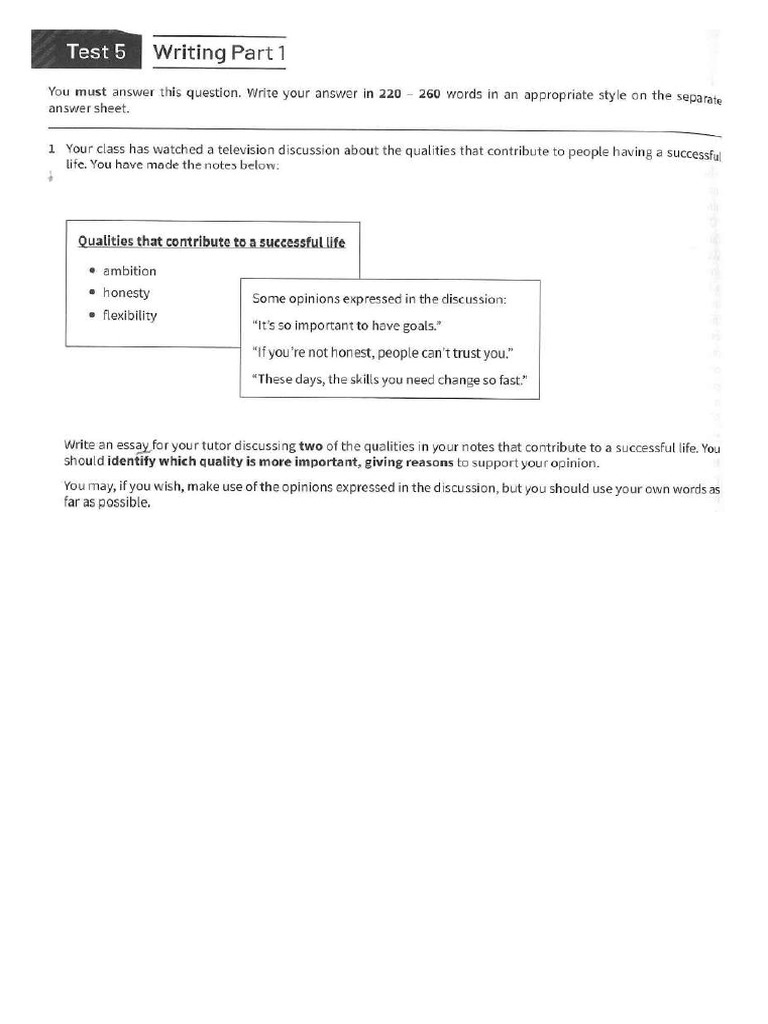 Test 5 Writing | PDF