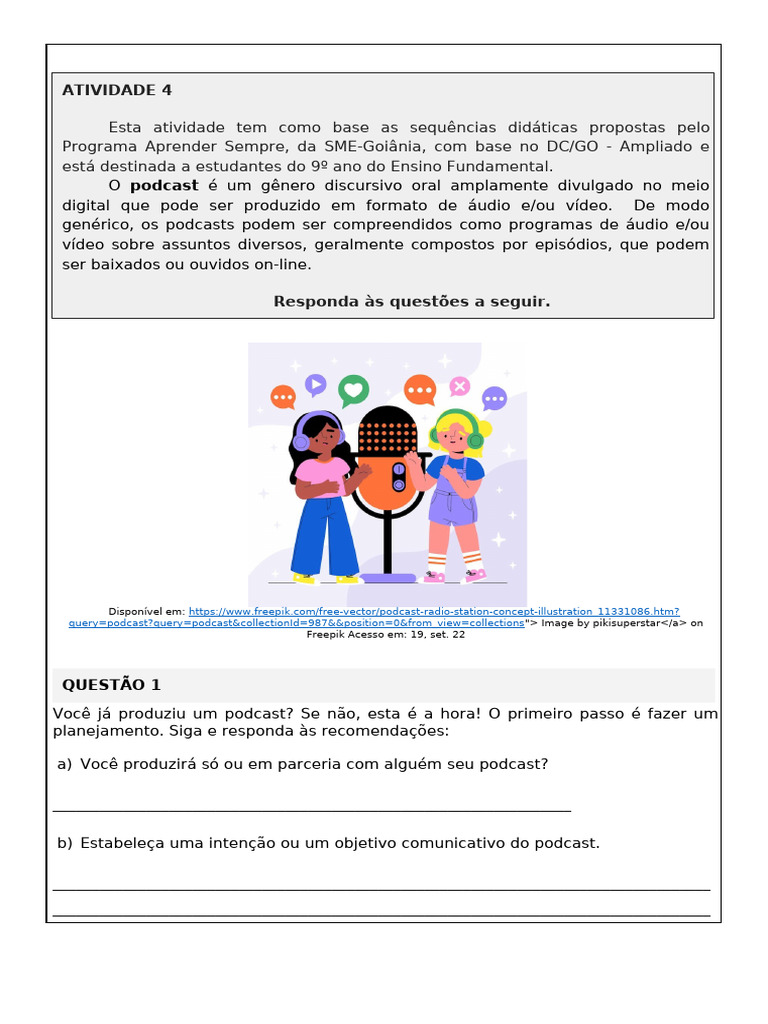 Planejamento de Podcast para Estudantes | PDF | Podcast