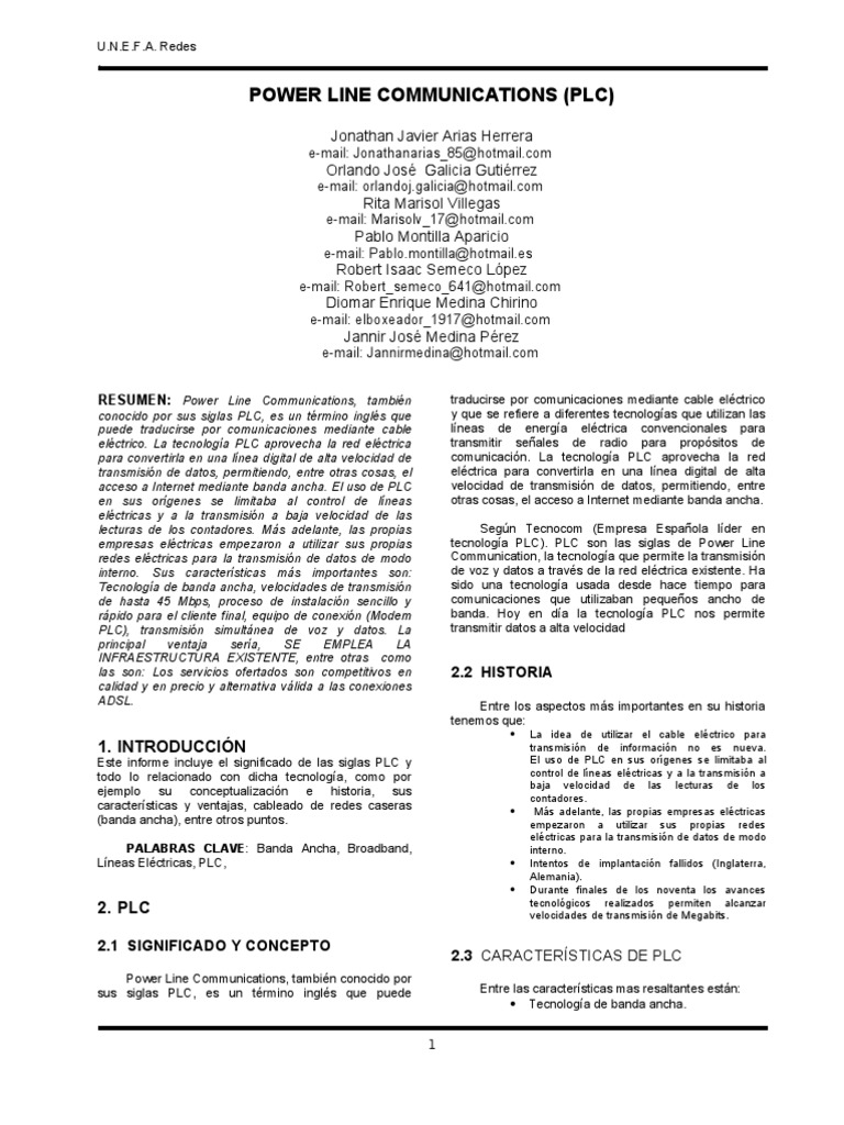 Comunicaciones por Línea Eléctrica (PLC) | PDF | Equipo de ...