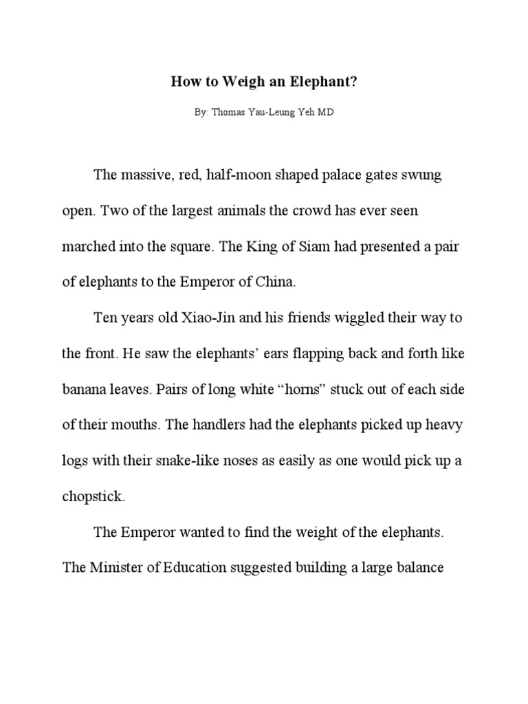 How To Weigh An Elephant? PDF Elephant Weighing Scale