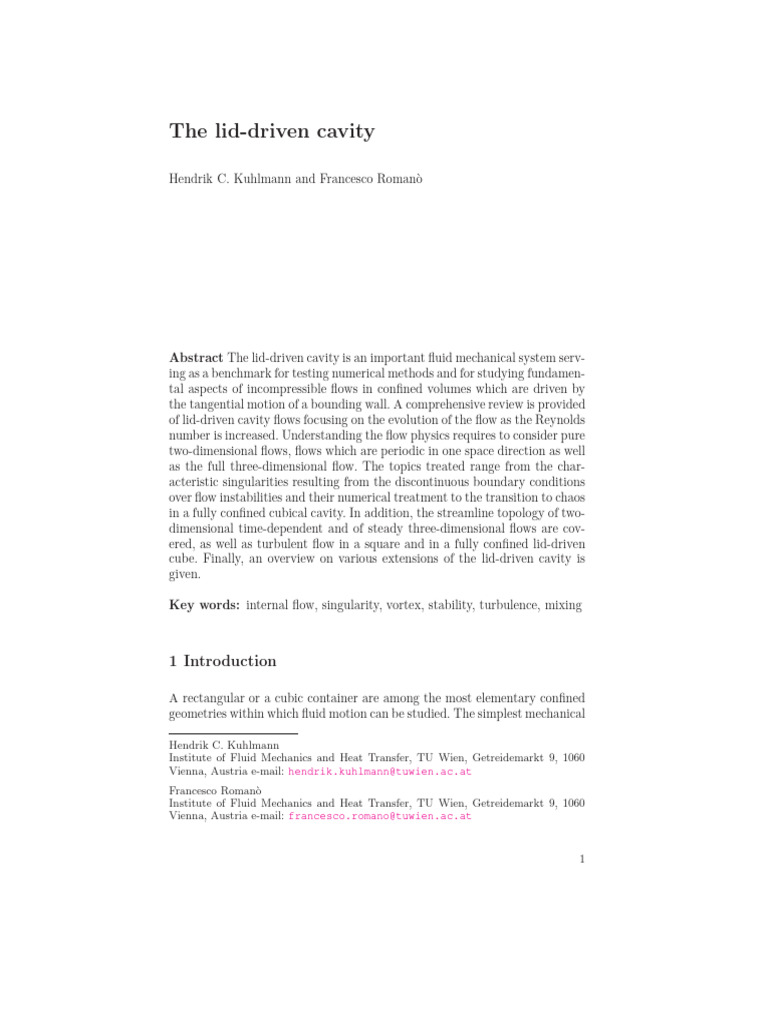 Lid Driven Cavity | PDF | Fluid Dynamics | Vortices