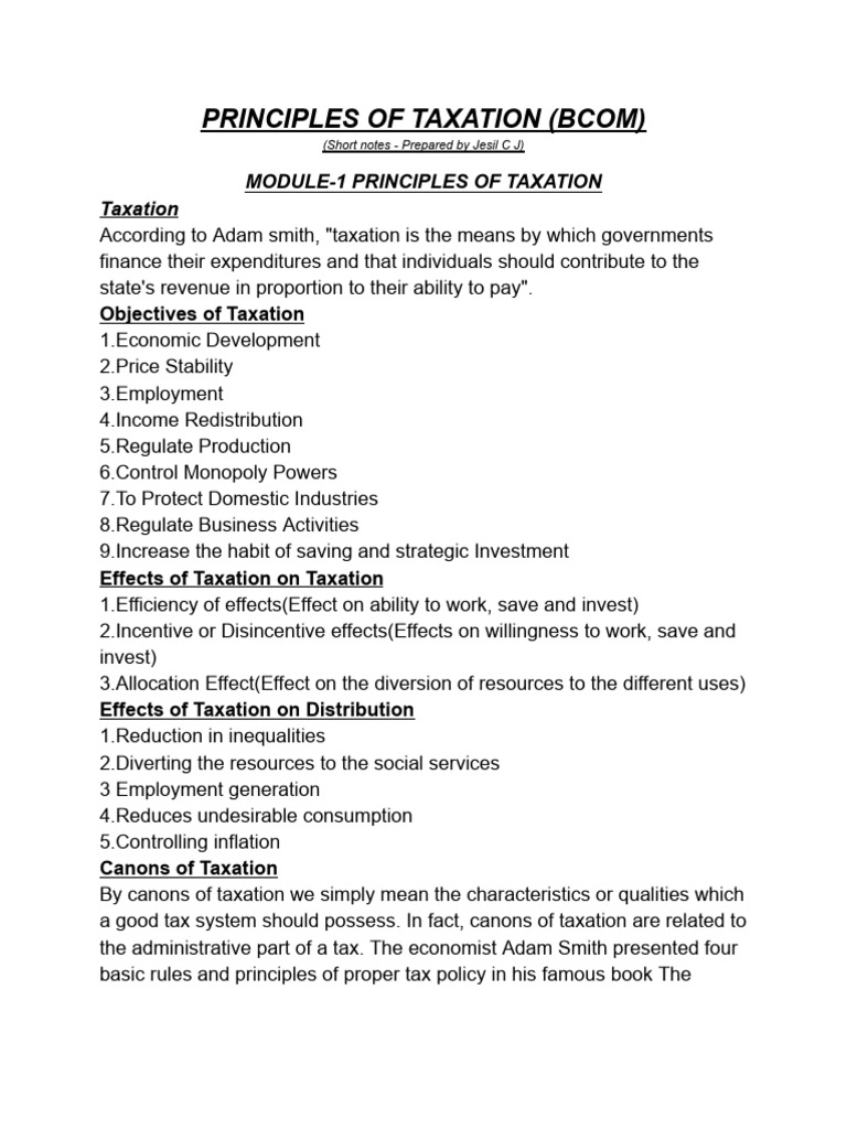 principles-of-taxation-short-notes-pdf-taxes-double-taxation