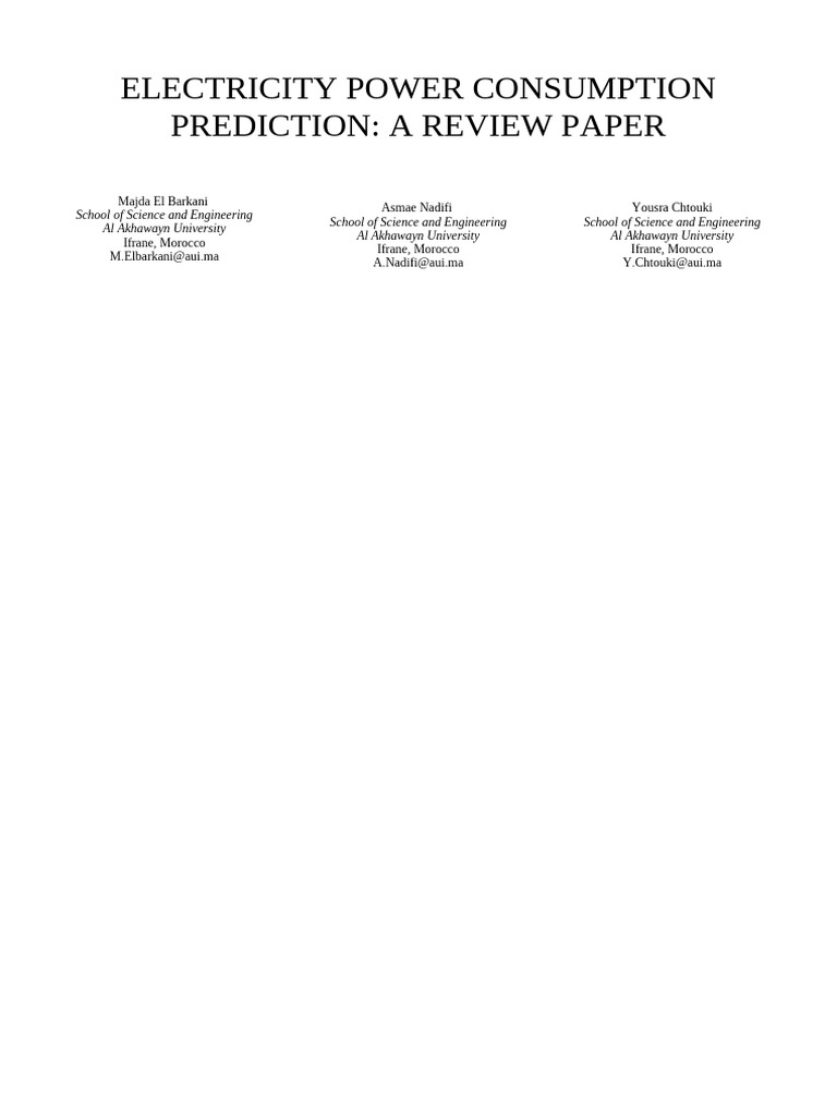 Electricity Consumption Prediction Review | PDF | Forecasting ...