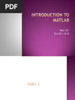 MATLAB-Fall 11-12 Introduction To MATLAB Part I