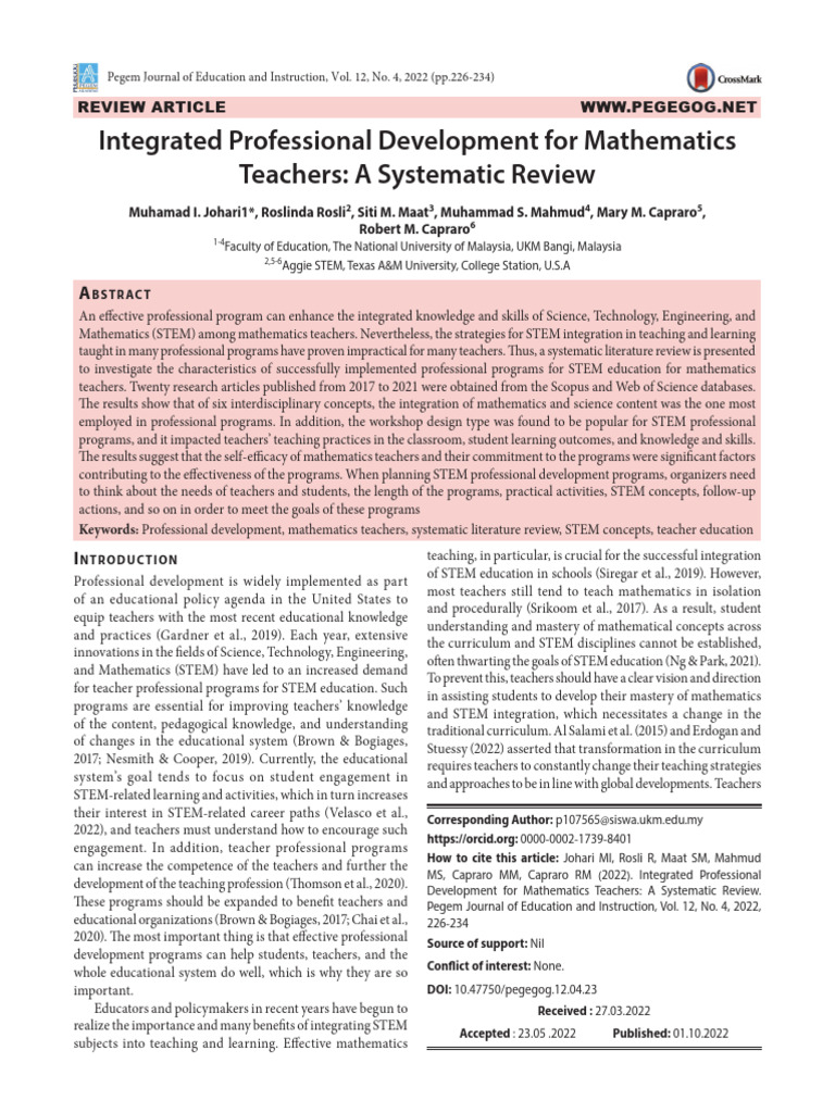 Effective STEM Professional Development for Teachers | PDF | Teachers ...