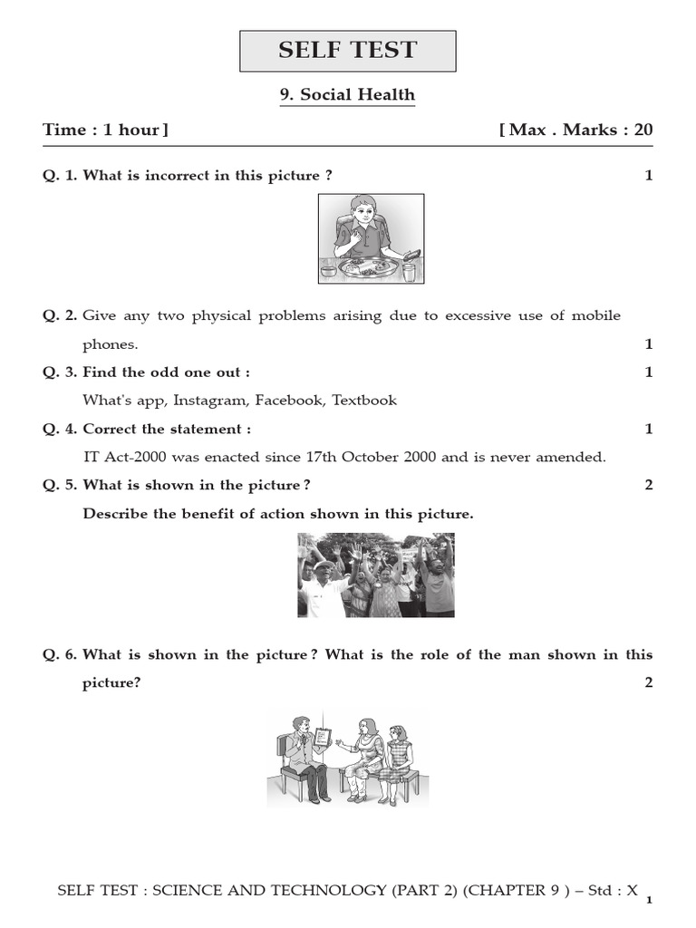 Self Test: Time: 1 Hour) (Max - Marks: 20 | PDF