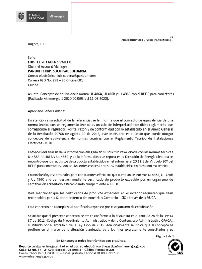 Equivalencia UL 486C y RETIE | PDF | Marca | Colombia