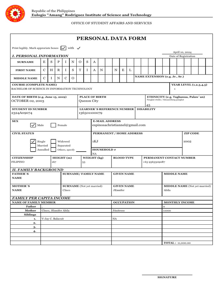 personalDataForm Phpggig | PDF