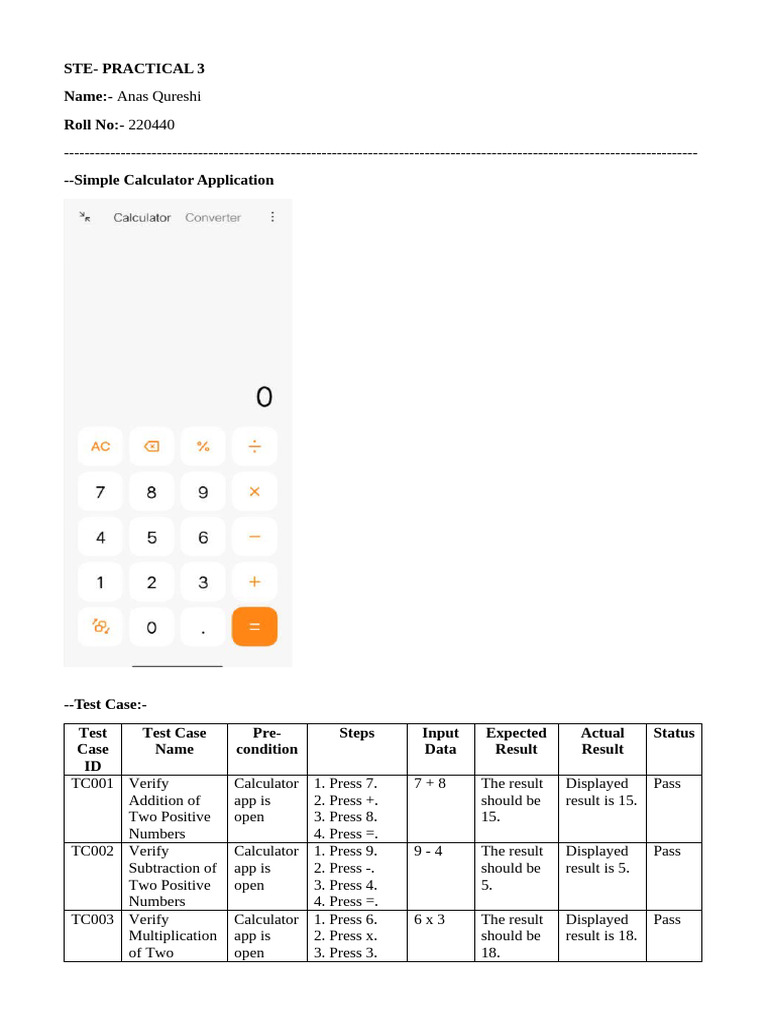 STE - Practical 3 | PDF | Calculator | Computing