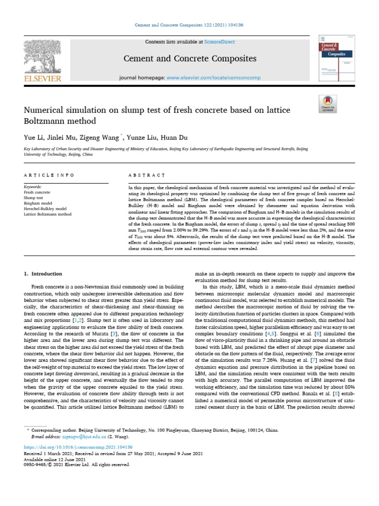 Slump Test Simulation Using LBM | PDF | Rheology | Concrete