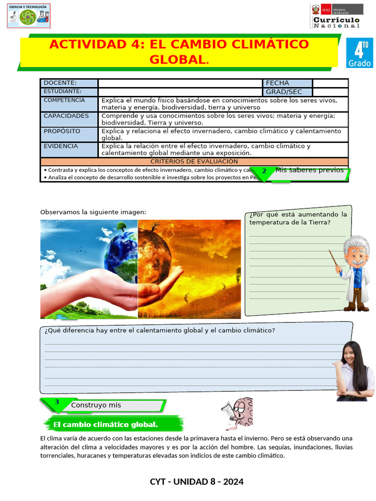 D-4º Act 4-Cyt-Und 8 | PDF | Cambio climático | Gases de efecto invernadero