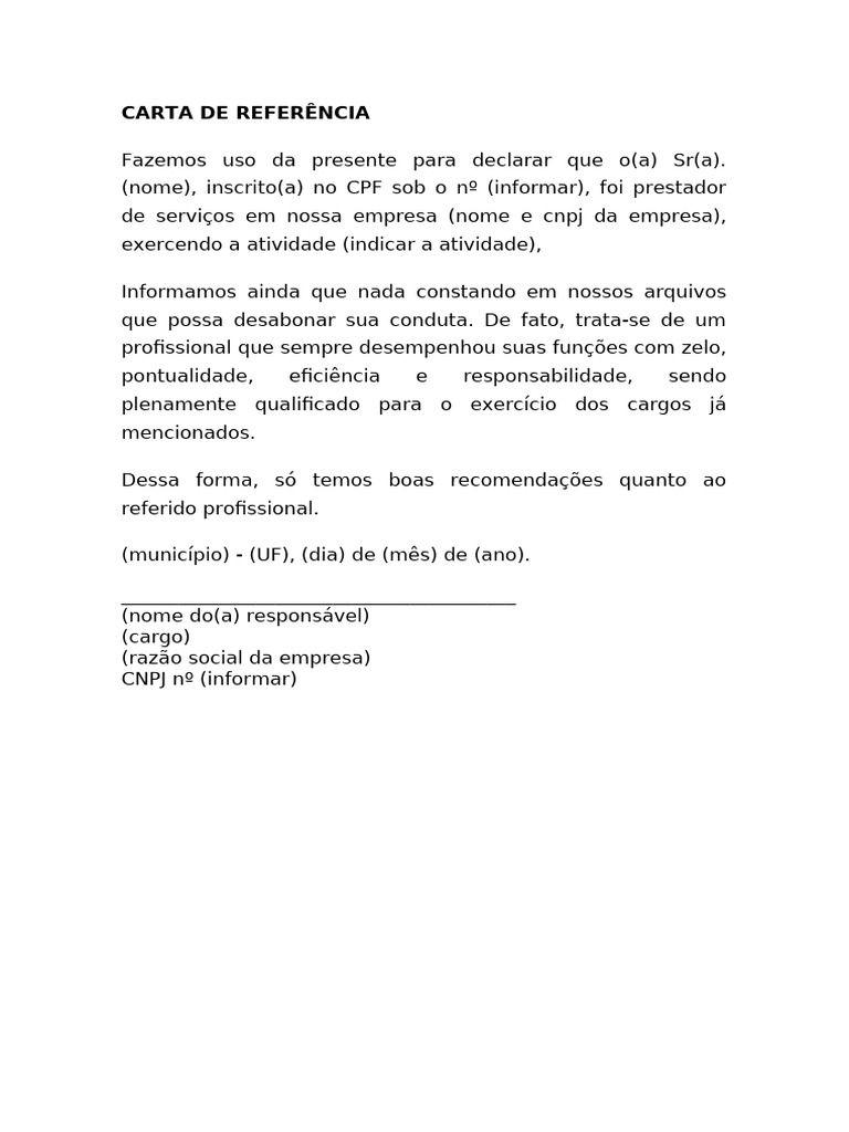 Carta de Referência Profissional Positiva | PDF
