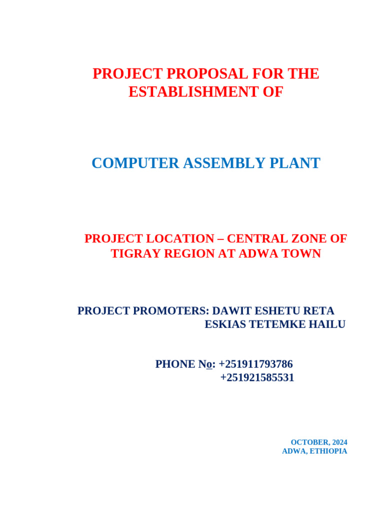 Computer Assembly Plant Proposal in Tigray | PDF | Expense | Net ...