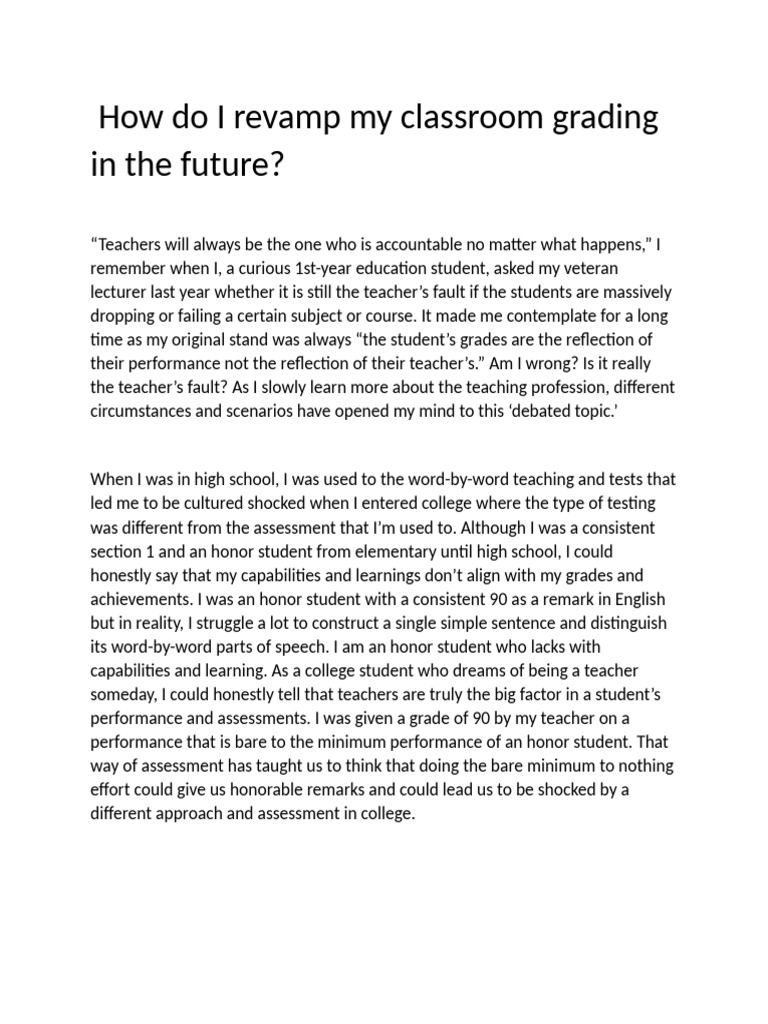 How I Revamp My Assessment | PDF | Teachers | Cognition