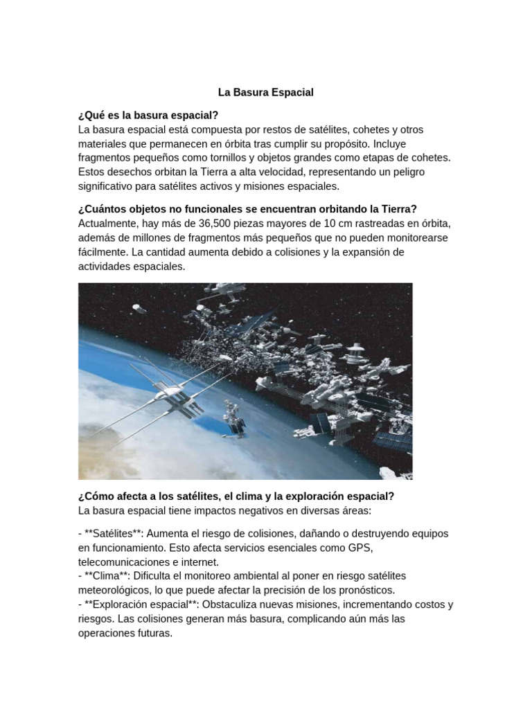 Impacto de la Basura Espacial en Órbita | PDF