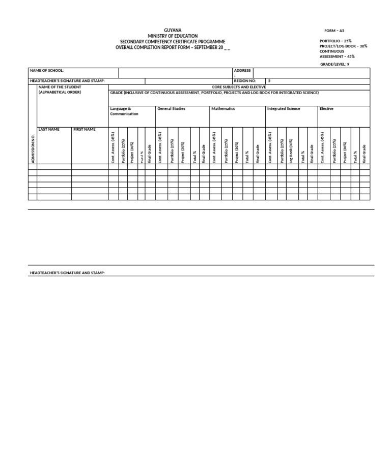 A5 Form 1 Pdf Educational Stages
