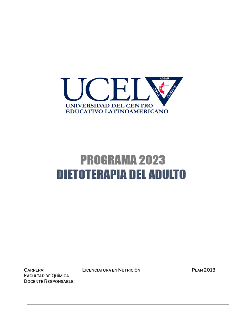 Dietoterapia del Adulto: Programa 2023 | PDF | Dieta | Diabetes