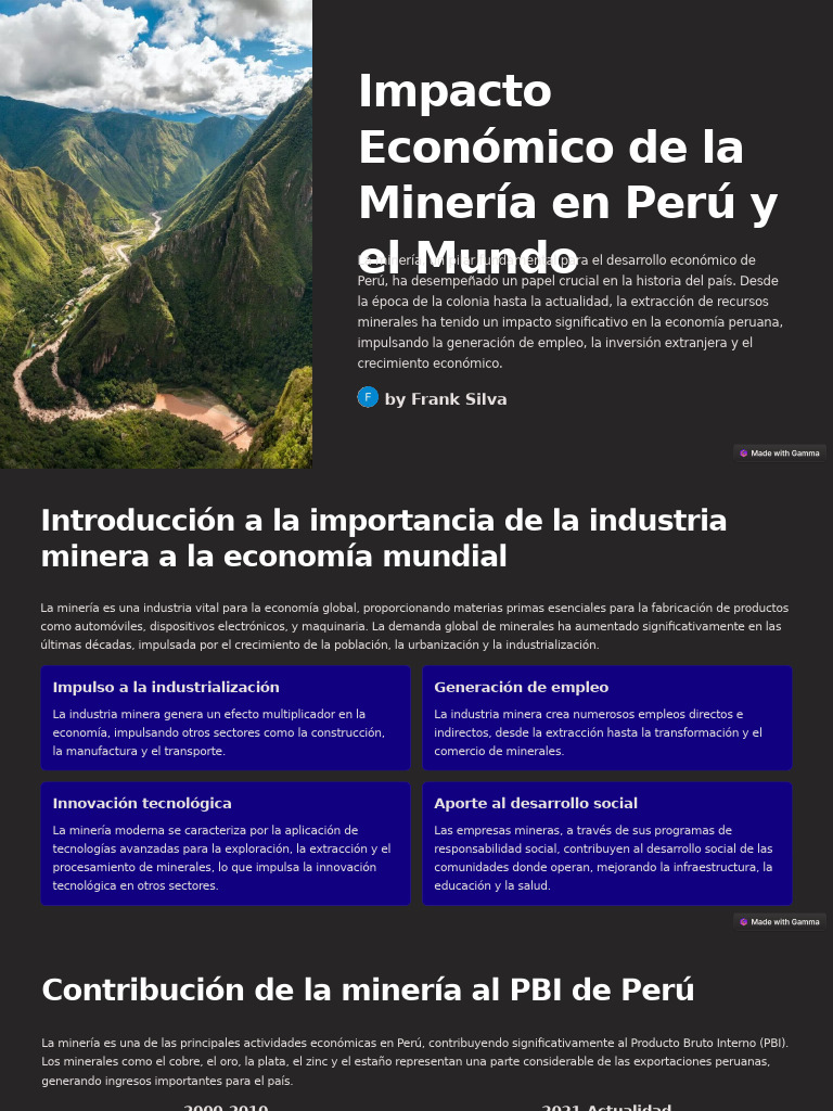 Impacto Economico de La Mineria en Peru y El Mundo | PDF | Minería | Perú