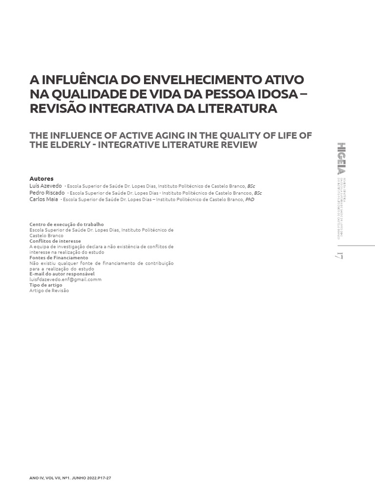 Envelhecimento Ativo e Qualidade de Vida | PDF | Envelhecimento | Família