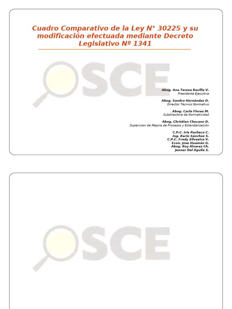 Cuadro Comparativo de La Ley 30225 y Su Modificación Efectuada Por El D ...