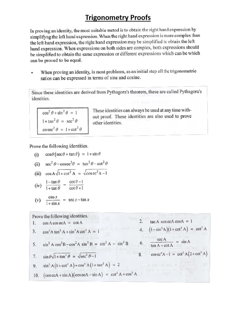 Trigonometry Proofs | PDF