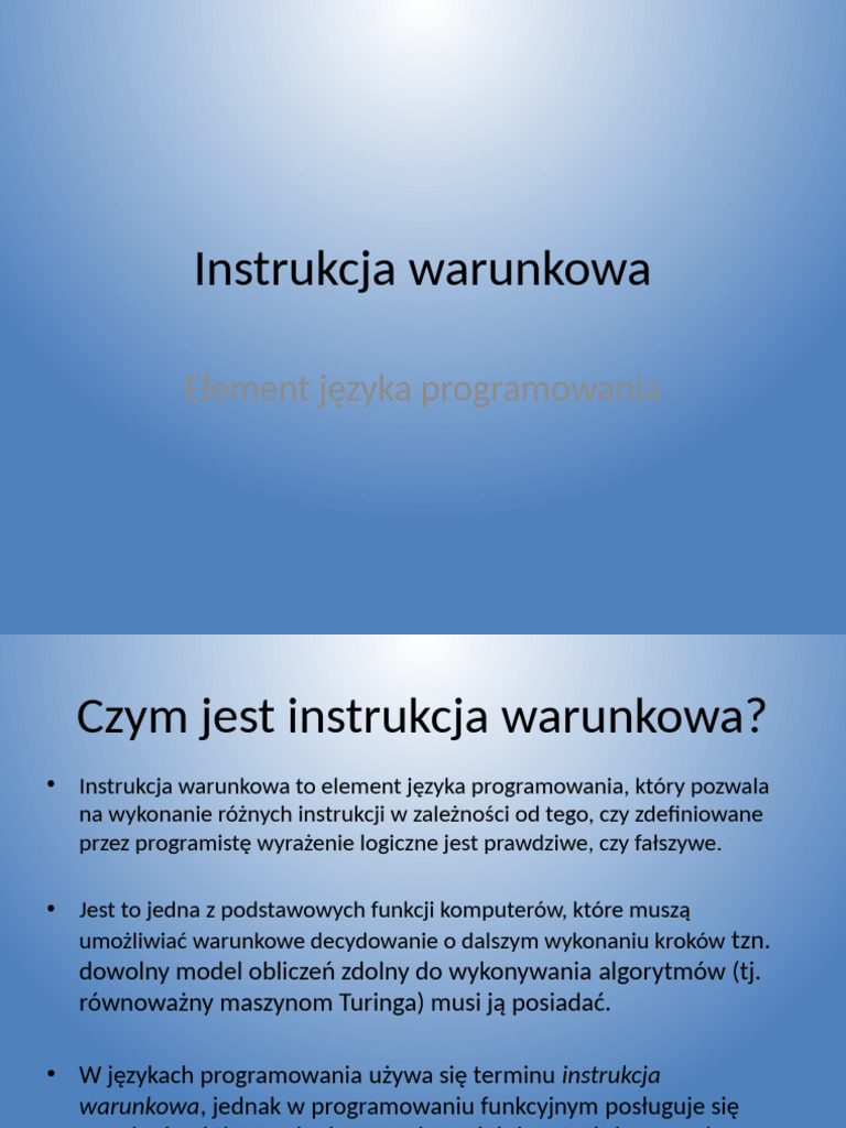 Instrukcja Warunkowa | PDF