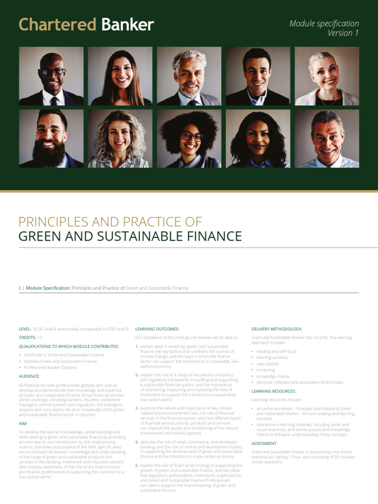 Green and Sustainable Finance Module Specification | PDF | Climate ...