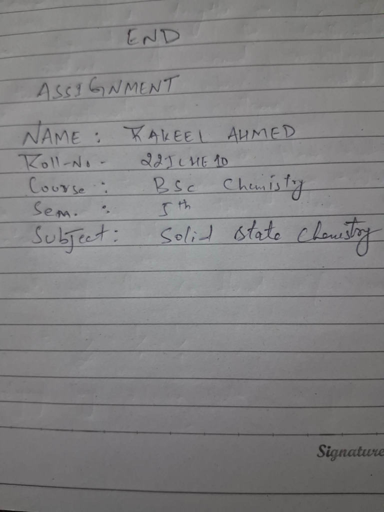 Assignment Of Solid State Chemistry Pdf