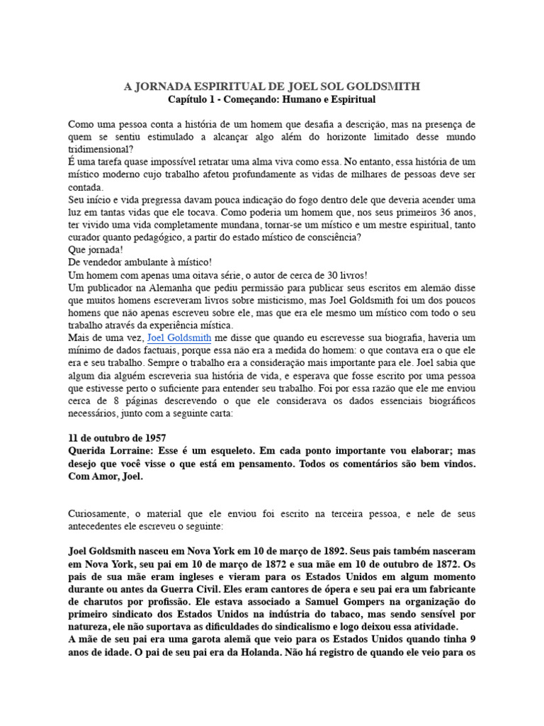 A Jornada Espiritual de Joel Goldsmith | PDF | Oração | Misticismo