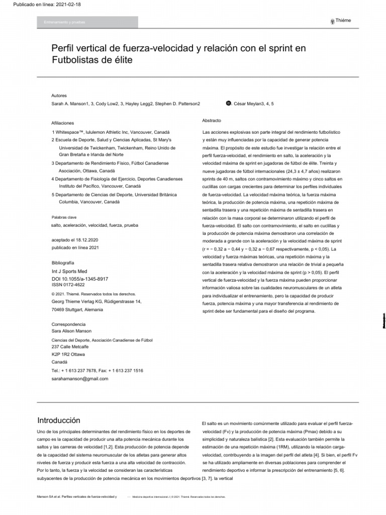 Vertical Force-Velocity Profiling and Relationship To Español | PDF ...