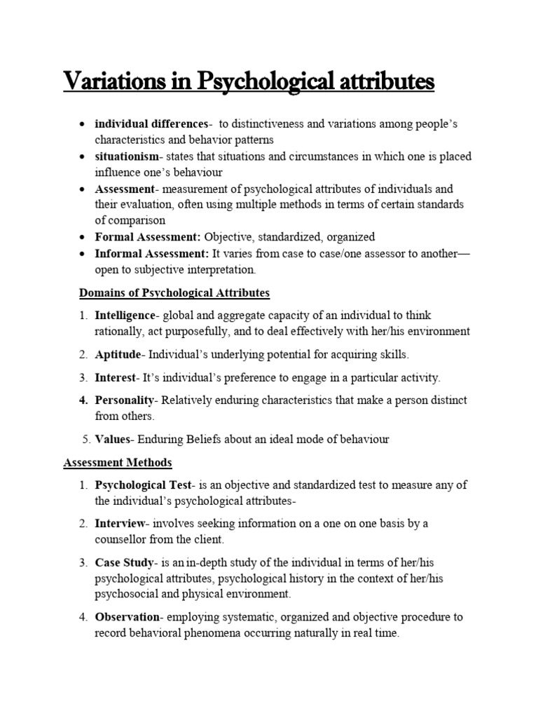 Variations in Psychological Attributes | PDF | Intelligence Quotient ...