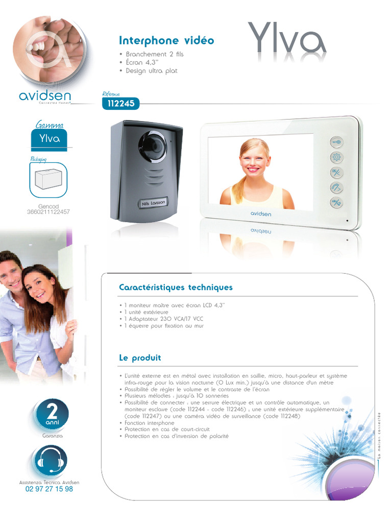 Interphone Vidéo Avidsen 4,3''