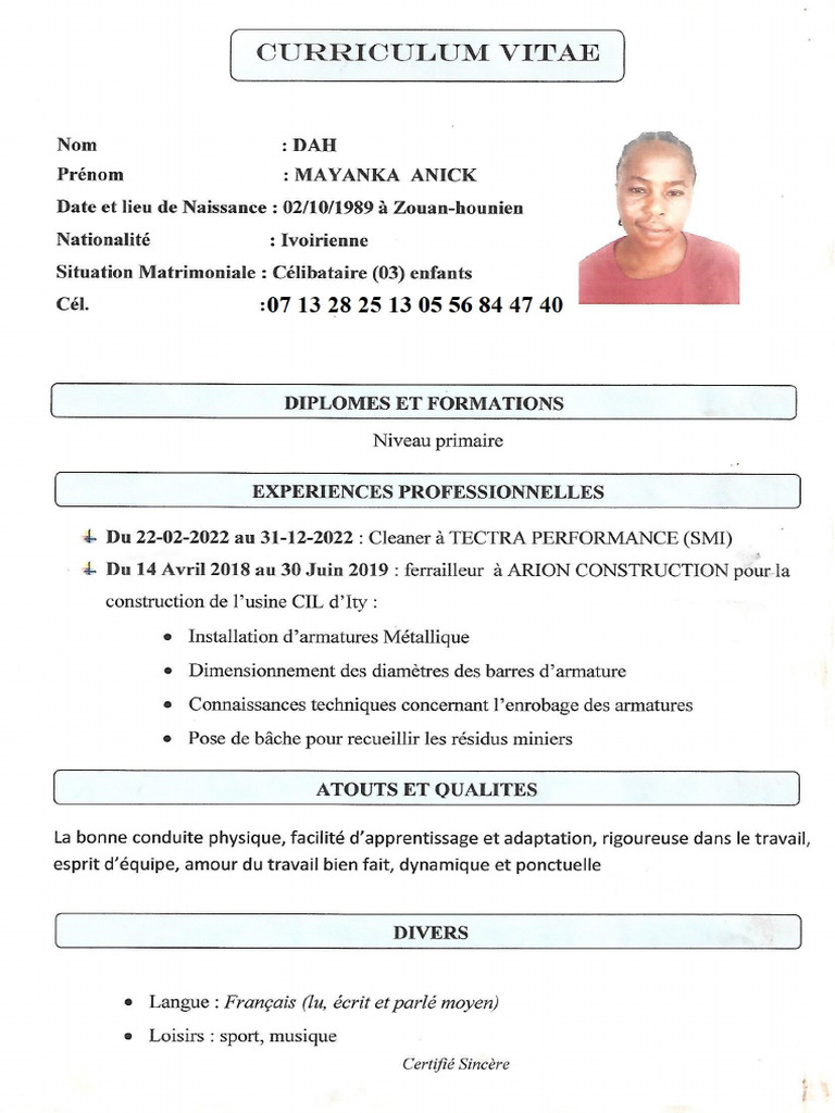 CV Samassi Mamadou | PDF