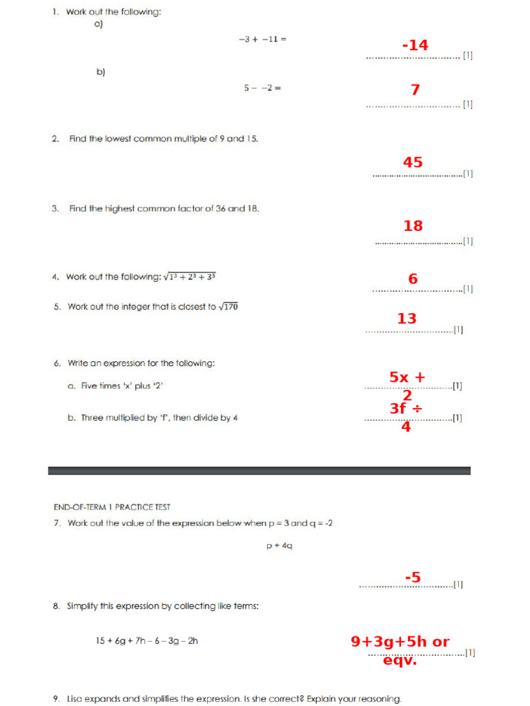 Practice Test Answer Key Pdf