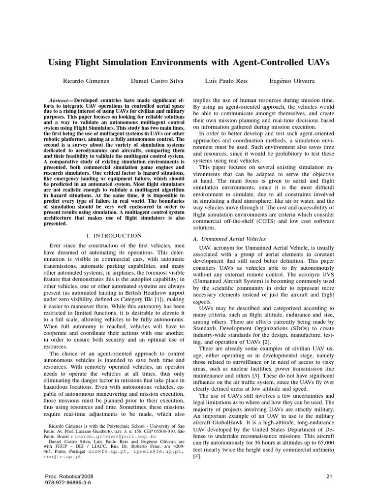 UAV Flight Simulation for Autonomous Control | PDF | Simulation ...
