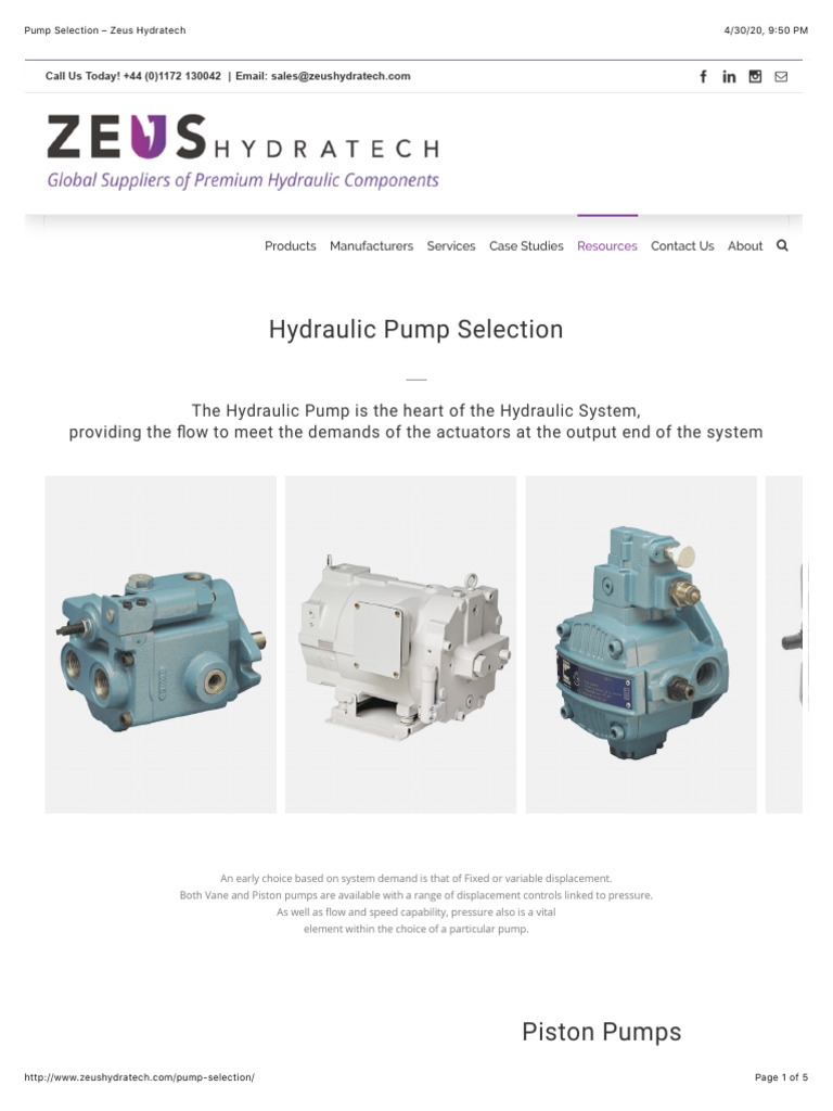 Hydraulic Pump Selection Guide | PDF | Pump | Piston