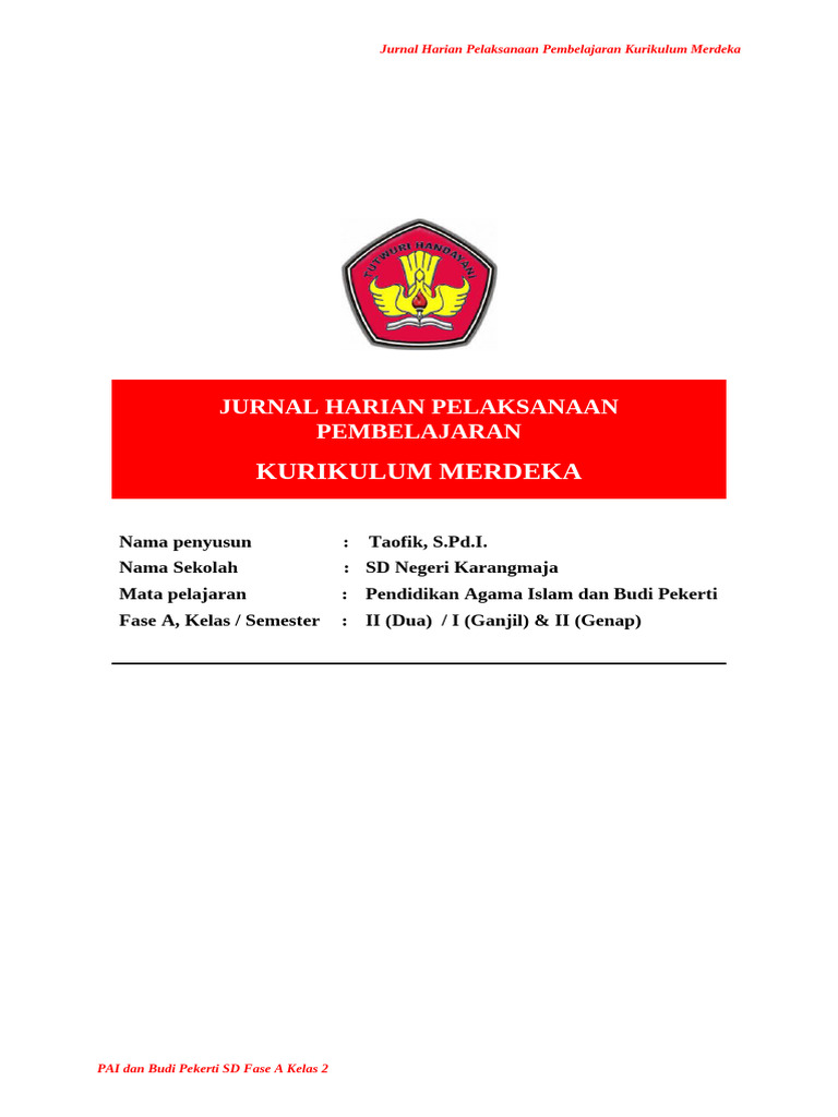 Jurnal Mengajar Harian Kurikulum Merdeka | PDF
