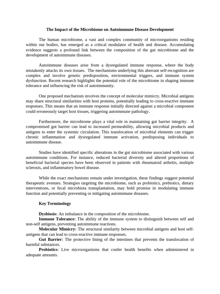 The Impact of The Microbiome On Autoimmune Disease Development | PDF ...