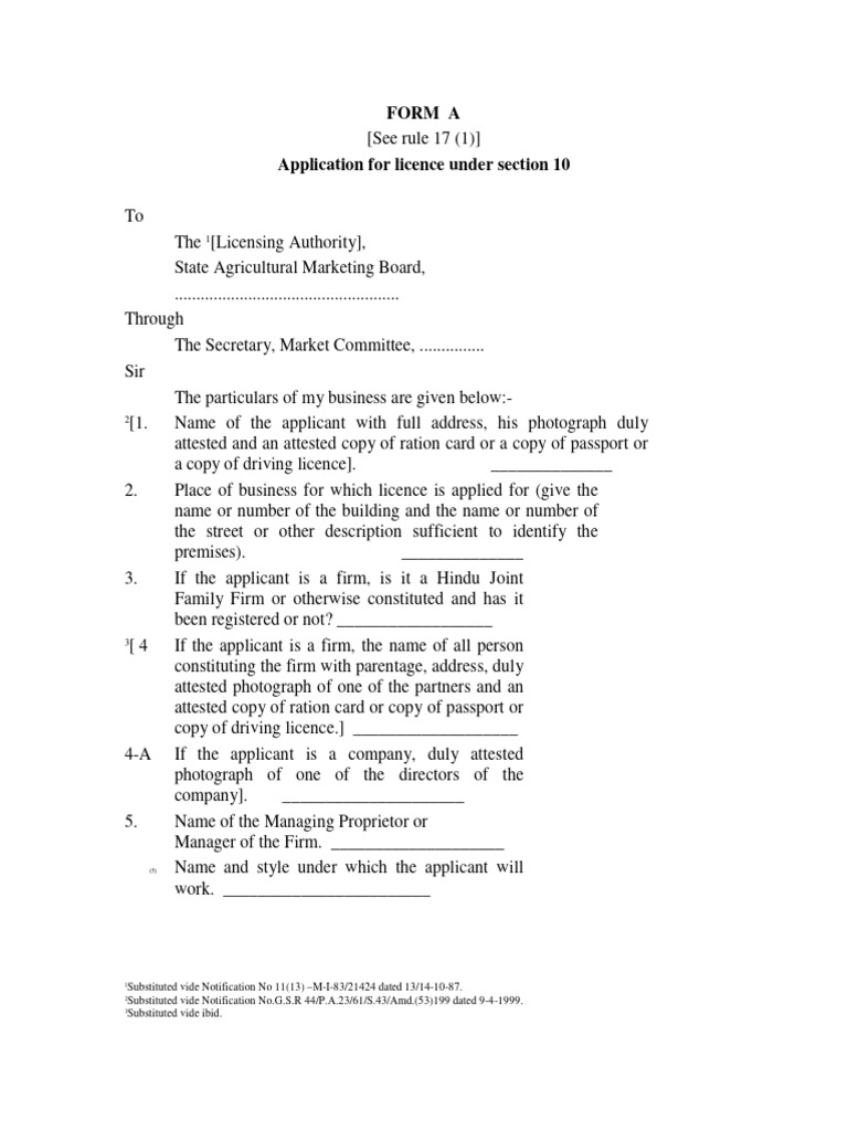 FSSAI Form A Application for License | PDF | License | Justice